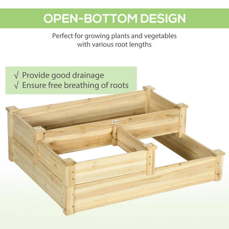 Hivvago 3-Tier Wooden Planter Box for Flowers & Vegetables image number 4