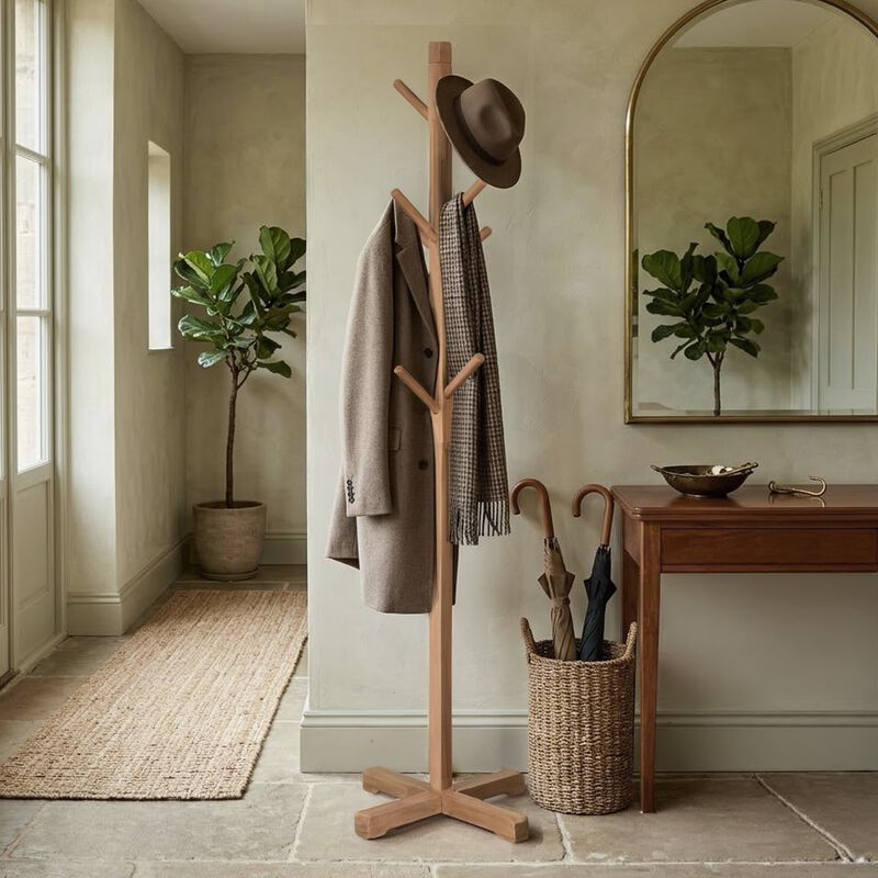 Hiya Freestanding Hat, Coat Rack, 8 Branch Hooks, Teakwood image number 7
