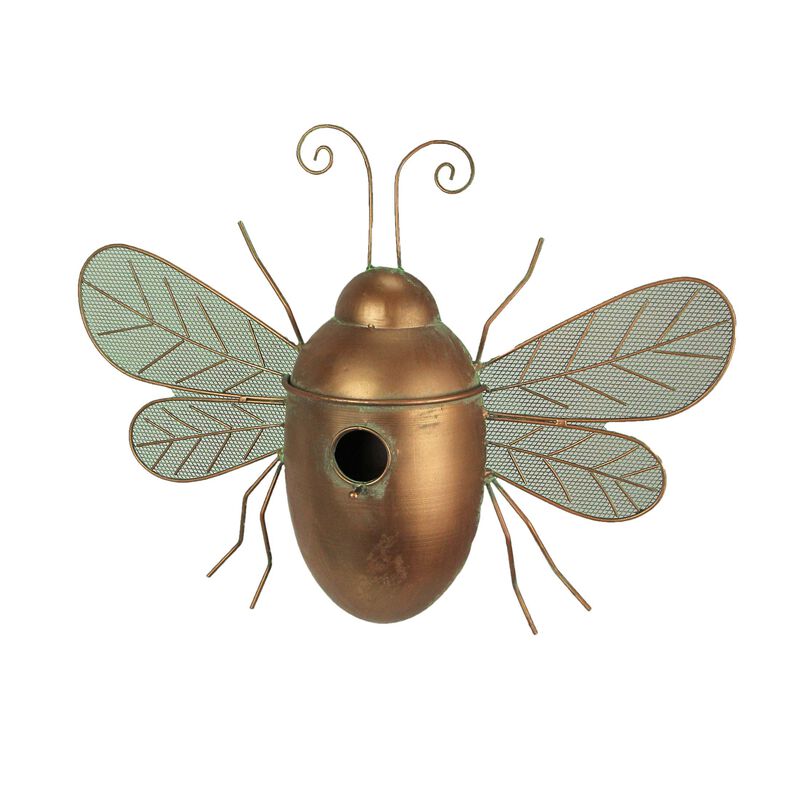 Metal Copper Hanging Decorative Bumblebee Bird House Outdoor Home Garden Decor image number 0