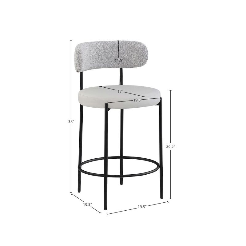 Meridian Furniture Beacon Vegan Leather Seat Stool, Set of 2