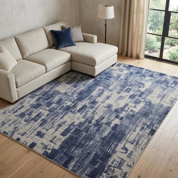 Abstract Hand Woven Worn Faded Area Rug