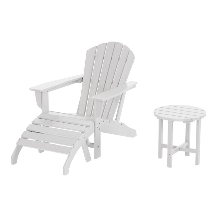 WestinTrends Outdoor Adirondack Chair With Ottoman And Side Table 3-Piece Set