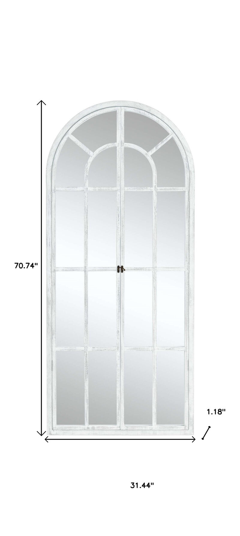 HomeRoots 71" White Solid Wood Arch Framed Full Length Mirror image number 3