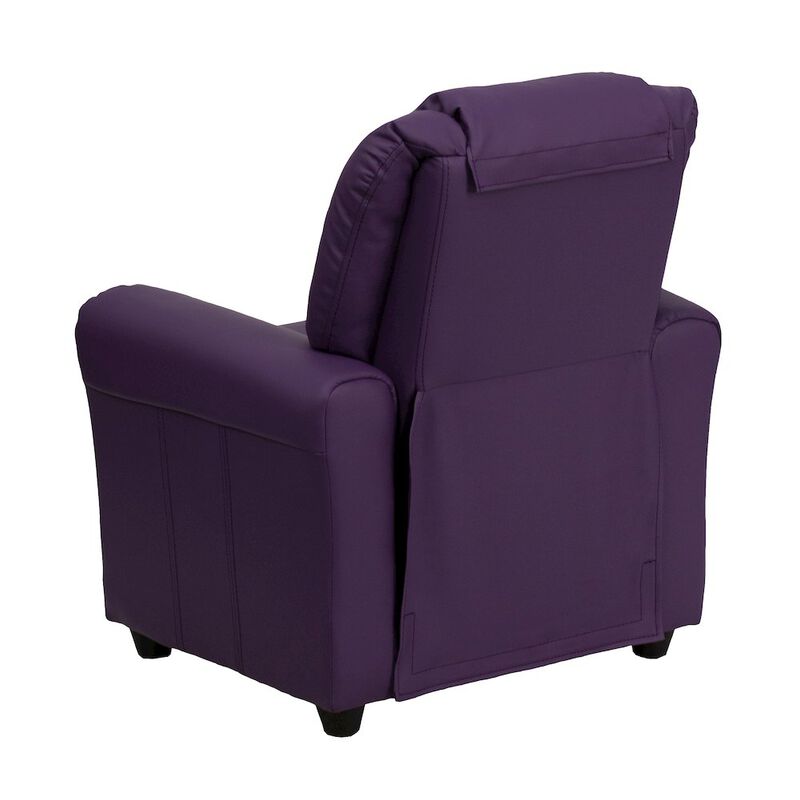 Flash Furniture Contemporary Purple Vinyl Kids Recliner with Cup Holder and Headrest
