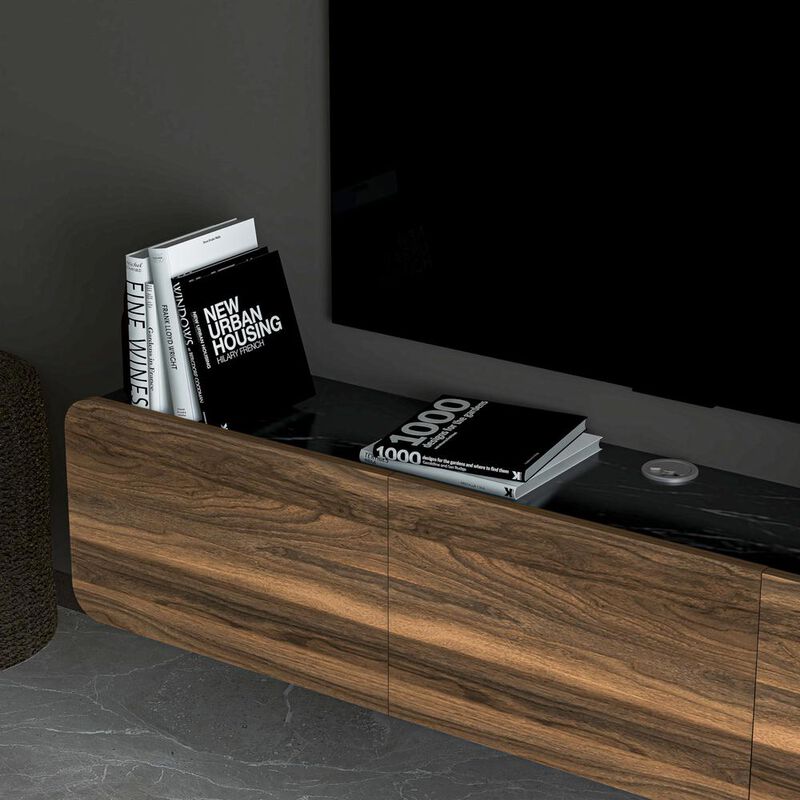 Atelier Mobili Floating TV Stand Wall Mounte for up to 80 inch TV and Under TV Cabinet (Walnut)