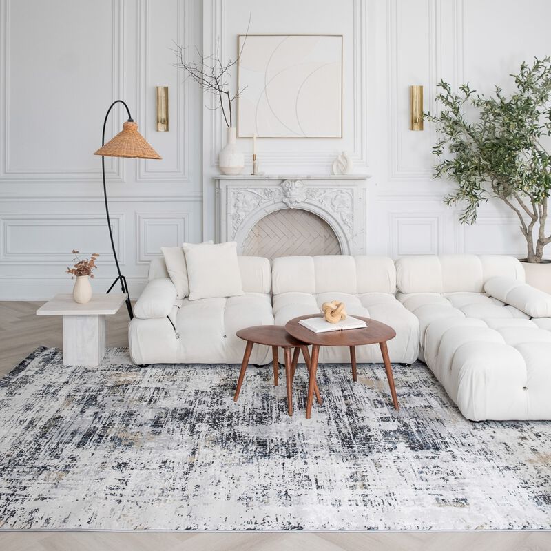 Rug Branch Ashlar Contemporary Abstract White Beige Indoor Area Rug