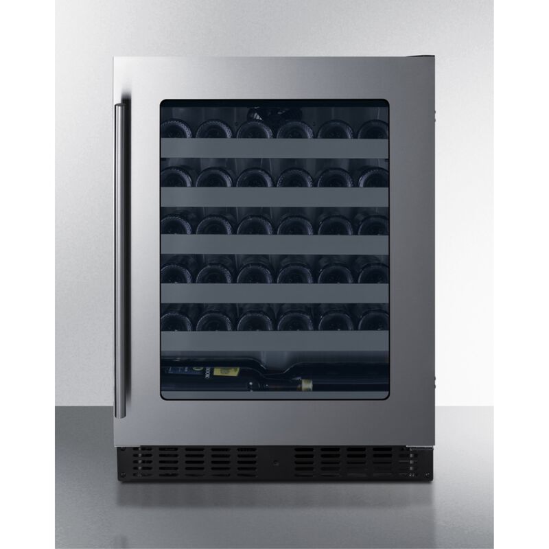 Summit ASDW2412 24 Inches Wide Built-In Wine Cellar, Black; ADA Compliant Design; Less Than 18 Inches Deep; Double Pane Tempered Glass Door; Temperature Memory Function; Reversible Door