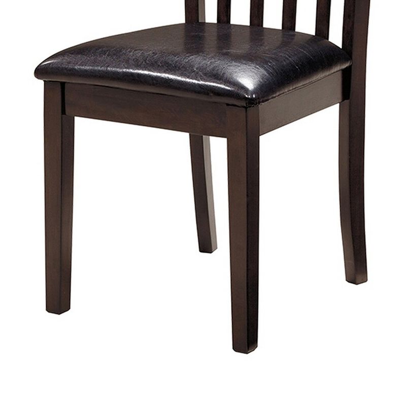 Hais Dining Chair Set of 2, Dark Brown Leather Match Seat, Rake Back image number 4
