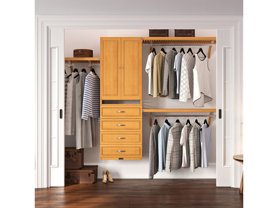 Solid Wood Walk-In Closet Organizer with 4 and Solid Wood Doors