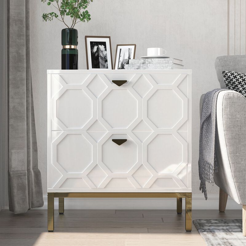 MONDAWE Modern Design 2 Drawer Wood Nightstand Stylish Accent Cabinet for Living Room,Bedroom