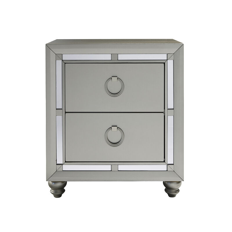 Riley Silver Glam Nightstand with Drawers image number 0