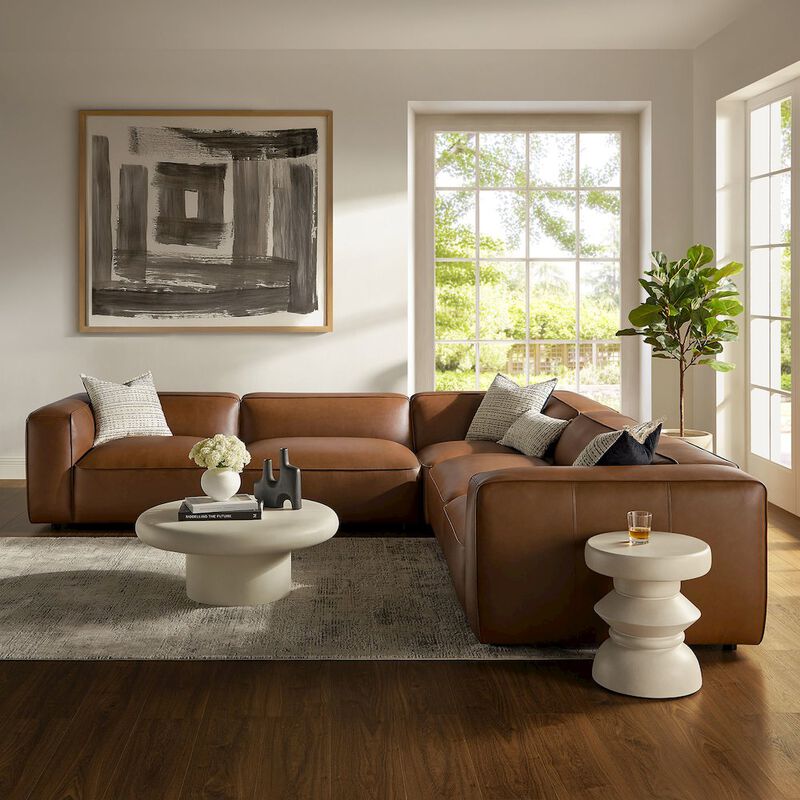 Auren 5-Piece Upholstered Vegan Leather Modular L-Shaped Sofa image number 7