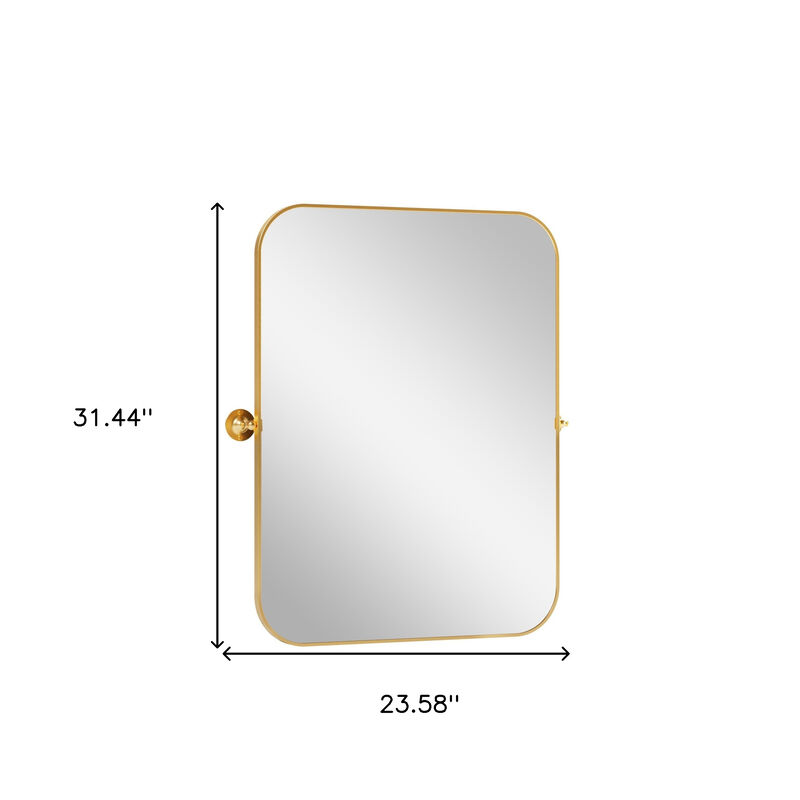 HomeRoots 31" Gold Metal Tilting Framed Accent Mirror image number 3