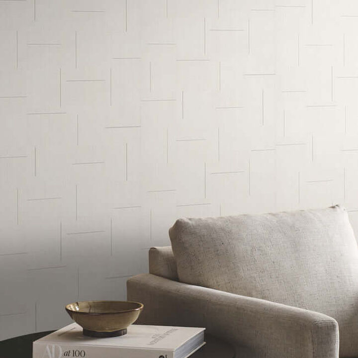Geo Block Weave Ivory Wallpaper
