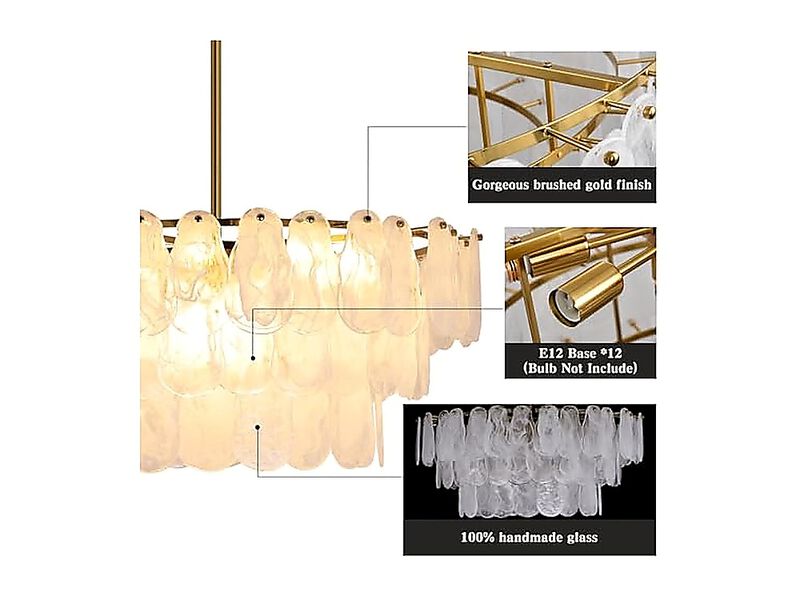 Modern Large Crystal Glass Chandelier 31 Inch Gold Luxury Hanging Pendant Light image number 3