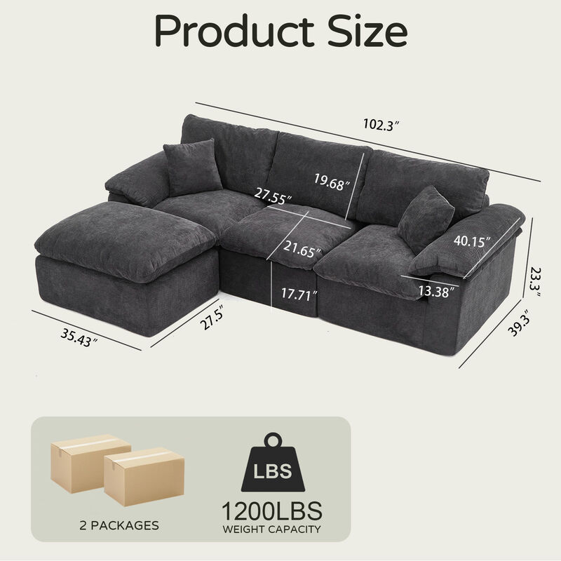 Vubdar L Shape Cloud Couch image number 9