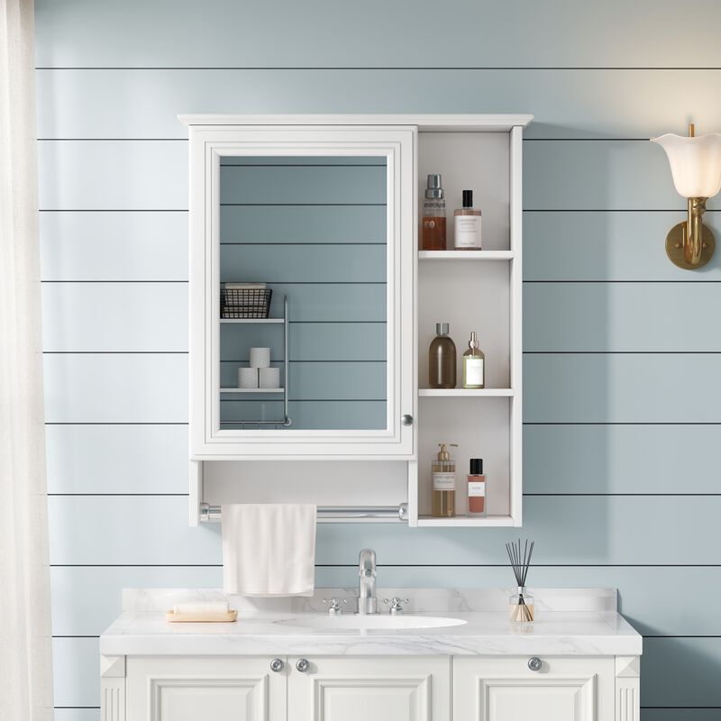 ELEMENT ACE Wall Mounted Medicine Cabinet with Adjustable Shelf and Integrated Towel Bar Organization Solution image number 4