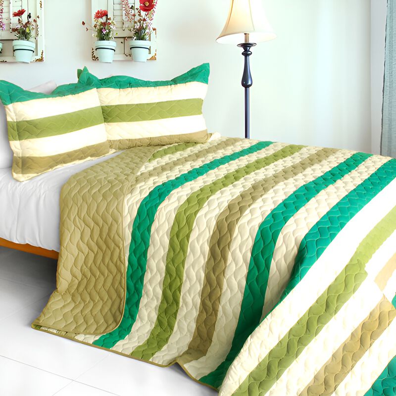 3PC Patchwork Quilt Set Queen Size Soft Lightweight Bedding image number 0