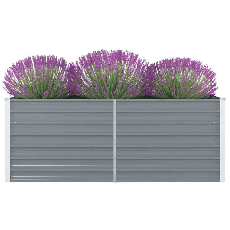 Raised Garden Flower Bed, 32 x 63 Galvanized Steel Gray, Rectangular image number 2