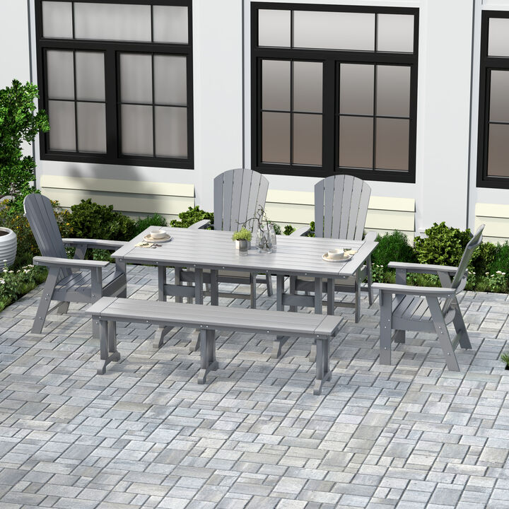 WestinTrends 6 Piece Outdoor Patio Dining Table and Armchair Dining Bench Set