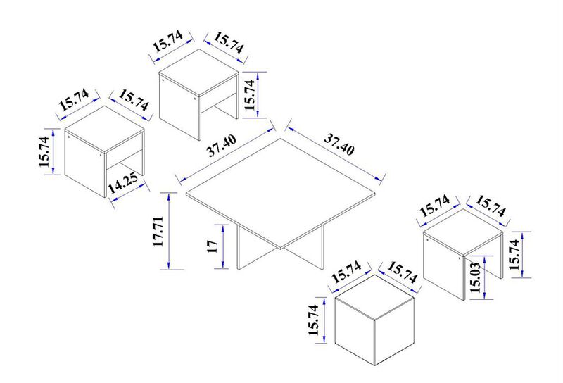 Haley Coffee Table & Ottoman Set in Brown