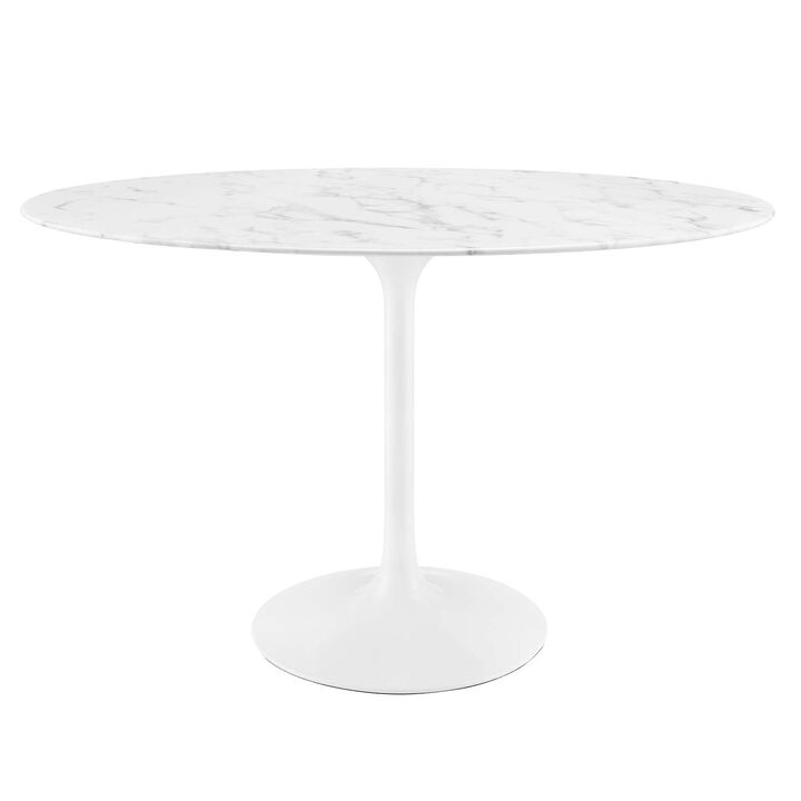 Modway - Lippa 48" Oval Artificial Marble Dining Table White