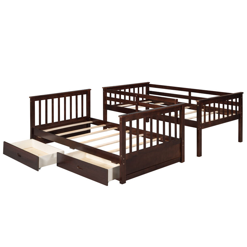 Merax Bunk Bed with Ladders and 2 Storage Drawers