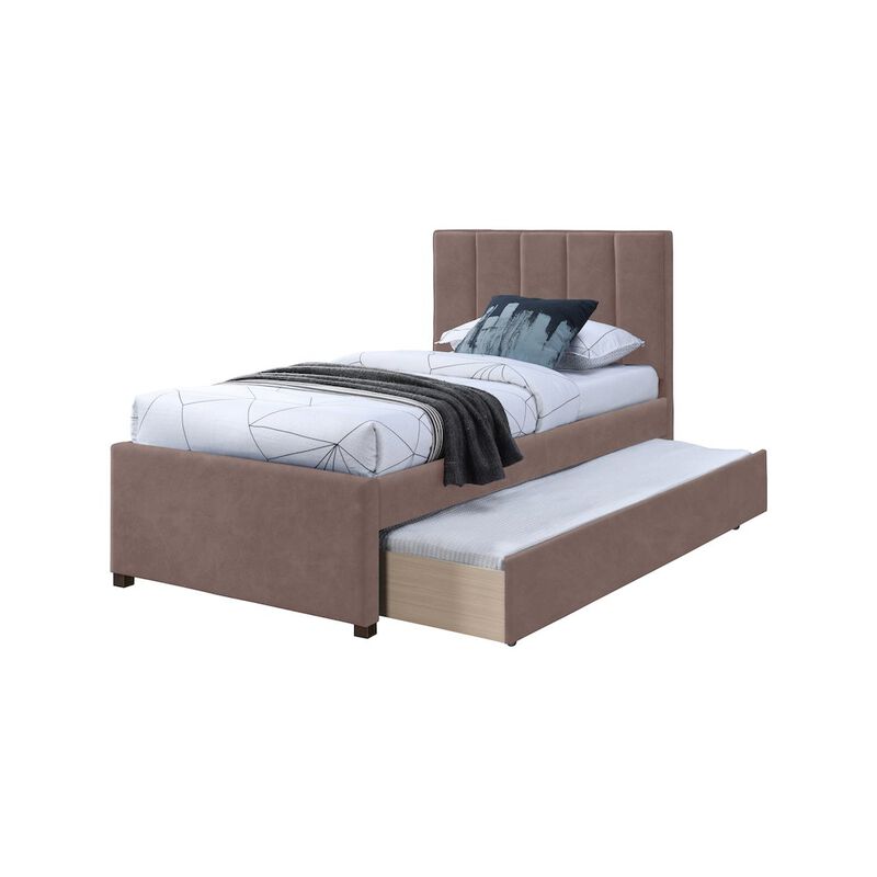 Meridian Furniture Hudson Brown Vegan Leather Twin Trundle Bed