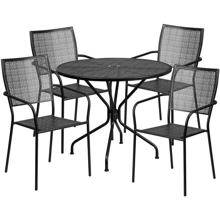35.25RD Black Patio Table Set