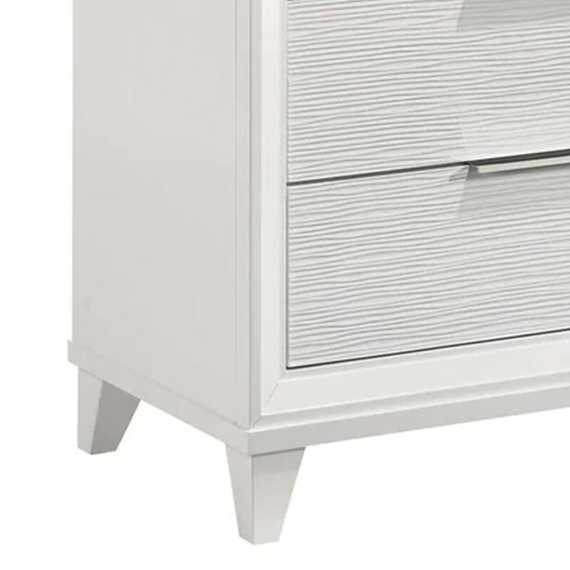 Ressy Tall Dresser Chest with 5 Drawers, Contemporary White Wood