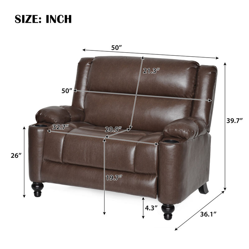 Merax Oversized Faux Leather Recliner with Dual Armrest Cup Holders & Adjustable Recline image number 5