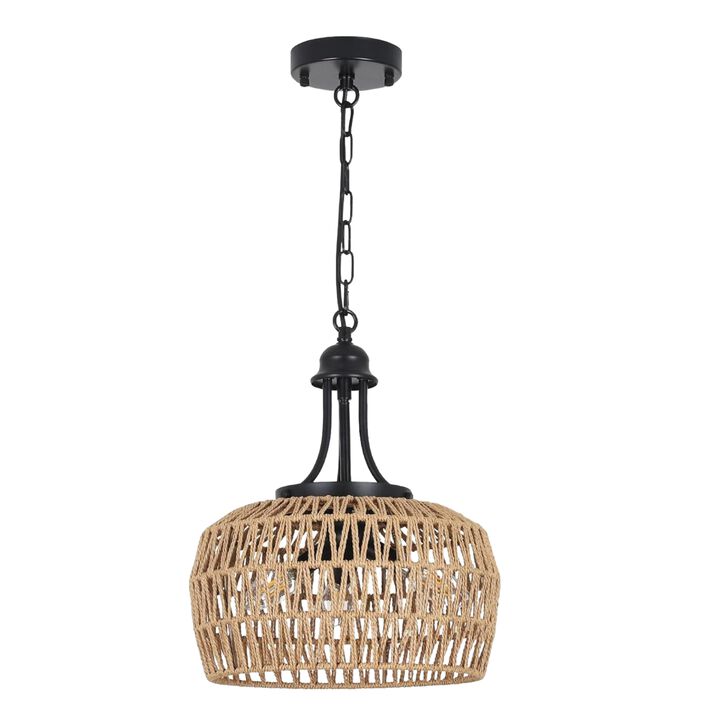 ELEMENT ACE 3-Light Boho Rattan Woven Ceiling Hanging Chandelier Pendant Light Fixture for Dining Room Kitchen Bedroom Island Hallway Entryway
