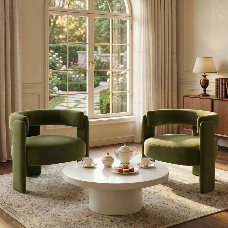 Envelor Modern Velvet Wingback Accent Armchair image number 1