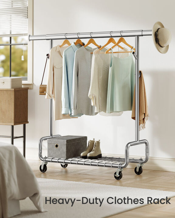 Heavy Duty Clothing Garment Rack with Wheels Rolling Storage