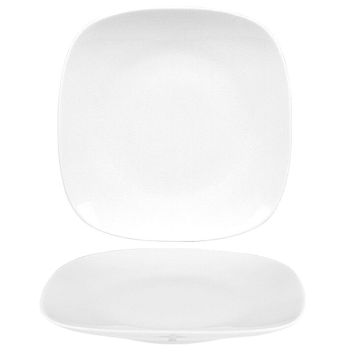 Mimoza 9.25" x 9.25" Square White Porcelain Plate (Set of 4)
