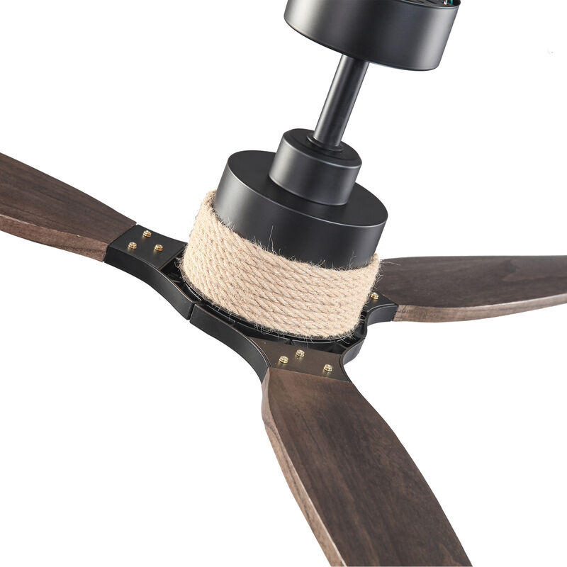56 in. Matte Black Integrated LED Dimmable Solid Wood Blades Ceiling Fan with Light and Remote