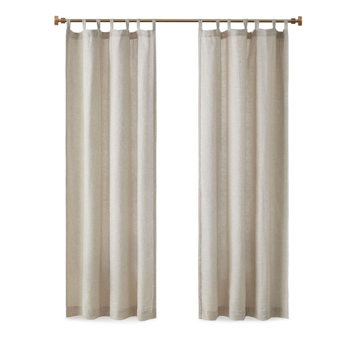 Gracie Mills Seraphine Faux Linen Tab Top Curtain Panel with Fleece Lining