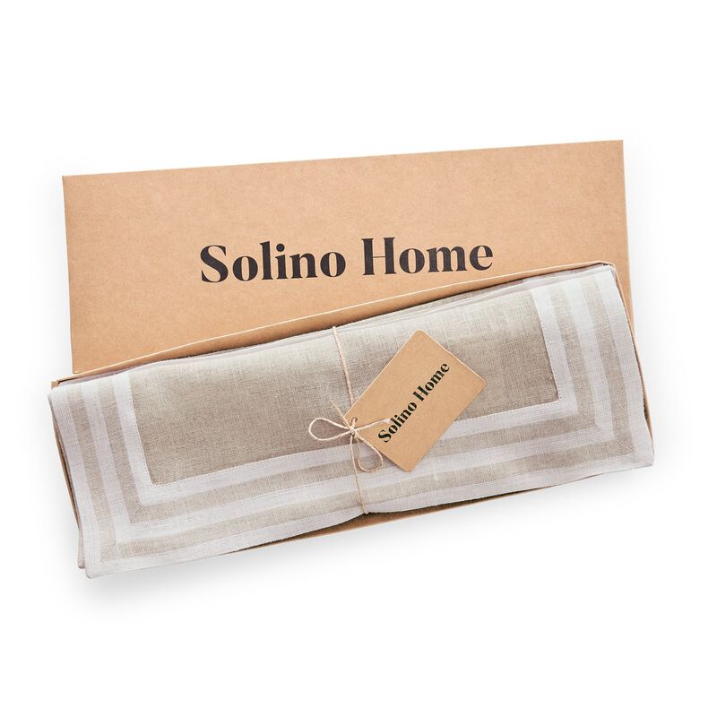 Solino Home Mila 100% Linen Placemats &ndash; Set of 4, 14 x 19 in, Machine Washable, Holiday and Everyday Dining