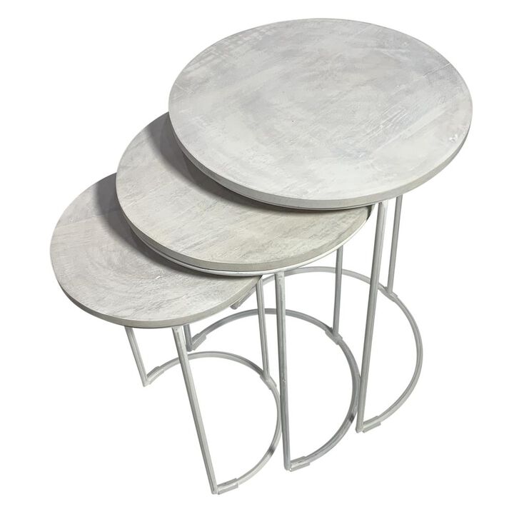 Carolina Living Mackintosh Round Nesting Tables - Whitewash
