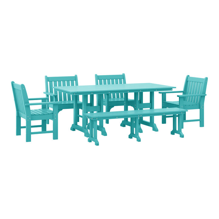 WestinTrends 6-Piece HDPE Outdoor Rectangle Dining Patio Table and Chairs Set