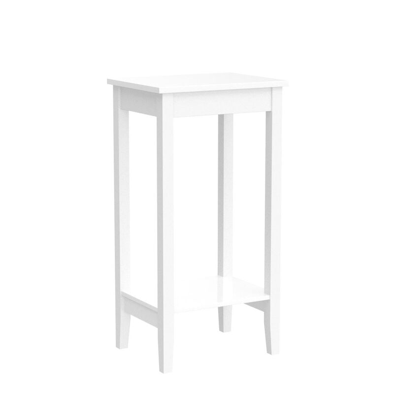 Giantex 2-Tier End Table Tall Nightstand, Simple Design Sofa Bedside Table with Versatile Shelf and Wooden Legs for Small Spaces