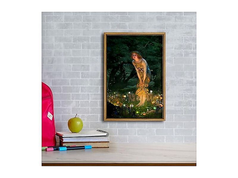 Wieco Art Framed Canvas Wall Fairy Tale Midsummer Eve Girl Elves Edward Robert image number 2