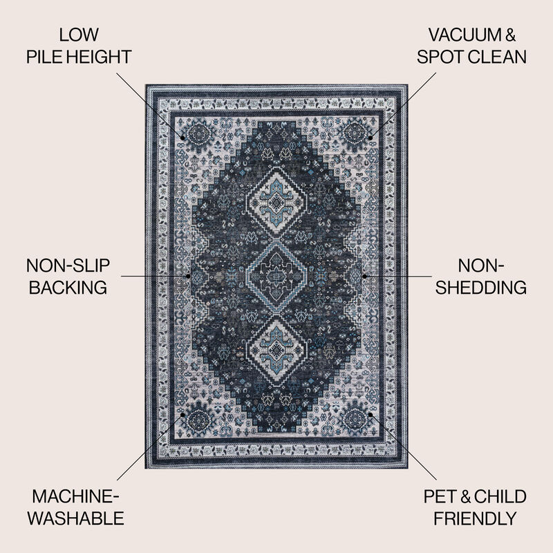 Dalyan Geometric Medallions Machine-Washable Area Rug