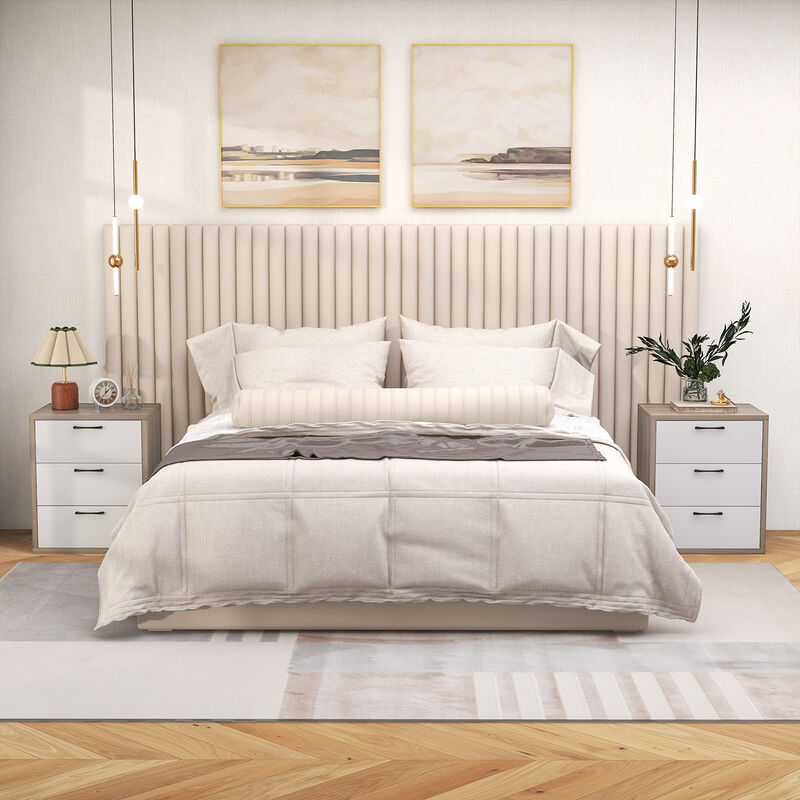 3 Slide-Out Drawer Modern Dresser with Wide Storage Space for Bedroom or Living Room Organization