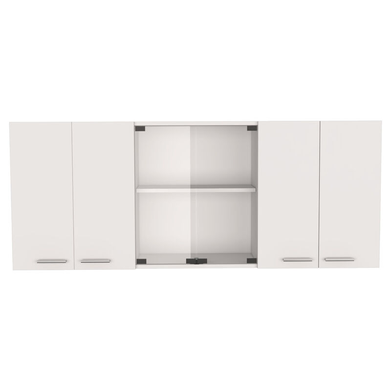 DEPOT E-SHOP Oceana 150 Wall Double Door Cabinet With Glass, Four Interior Shelves, Glass Cabinet