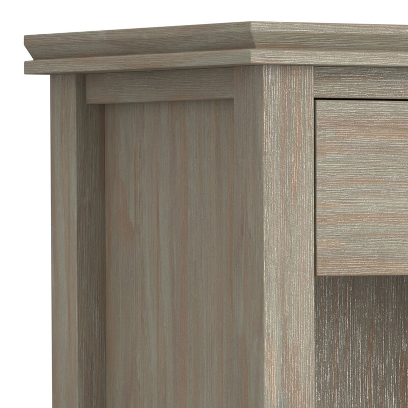 Artisan SOLID WOOD 24 inch Wide Transitional Bedside Nightstand Table in Distressed Grey
