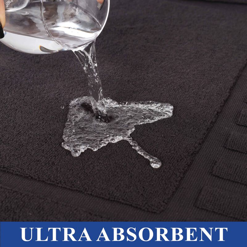 Modern Absorbent Cotton Bath Mat Set of 2 with Washable Fabric image number 2