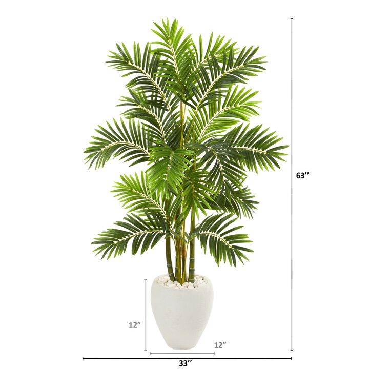 Hivvago 63 Inches Areca Palm Artificial Tree in White Planter