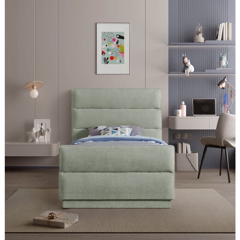 Meridian Furniture Paxton Mint Chenille Fabric Twin Bed