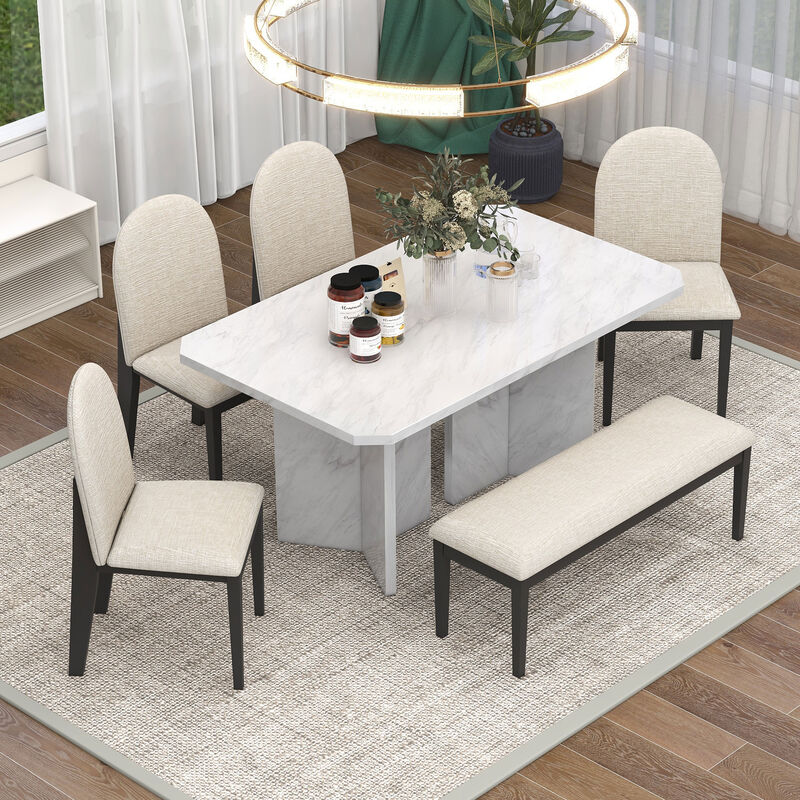 Merax 6-Piece Modern Style Dining Table Chairs Set